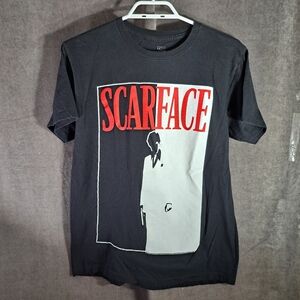 Scarface Silhouette Movie Poster Style Black White Red Graphic Tee VG M